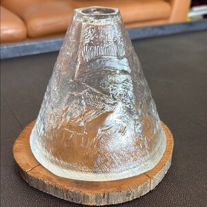 Meri Lasi Handmade Glass and Wood Art Piece made in Finland